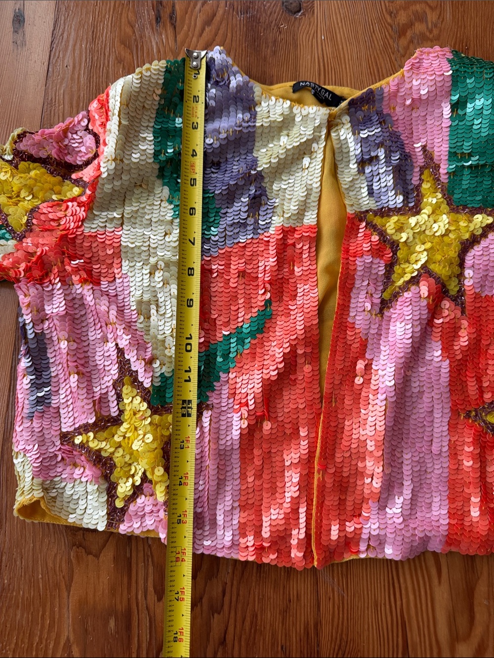 Nasty Gal Multicolor Sequin Star Cropped Blazer colorful Nashville festival - Picture 14 of 14
